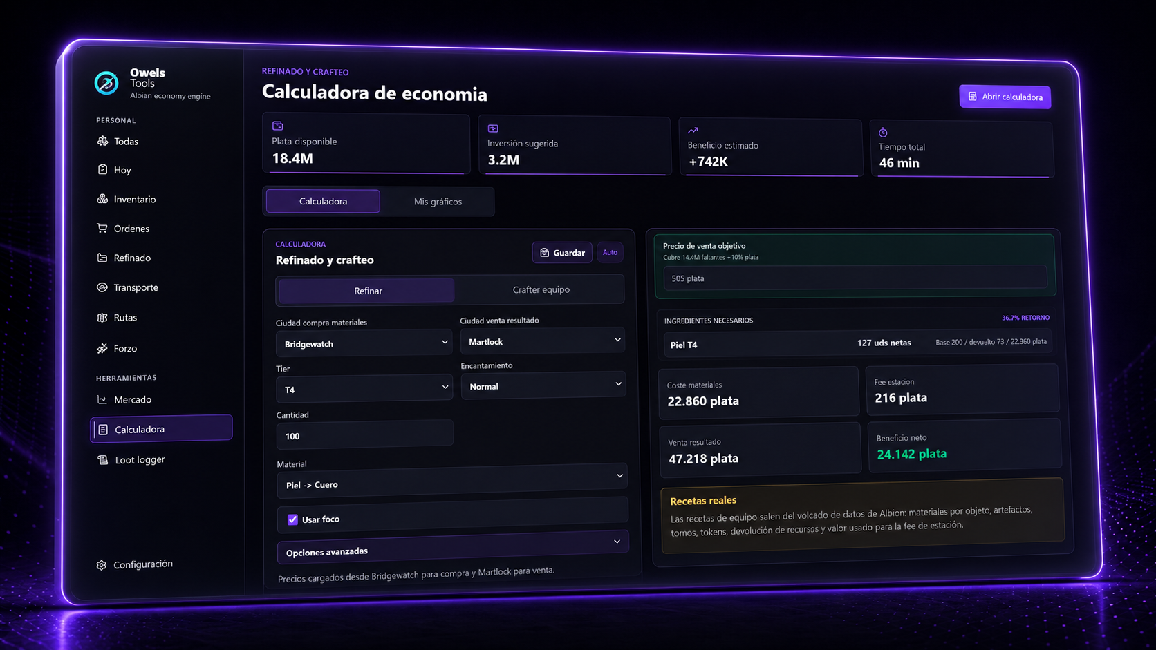 Owels Tools Albion Online economy dashboard